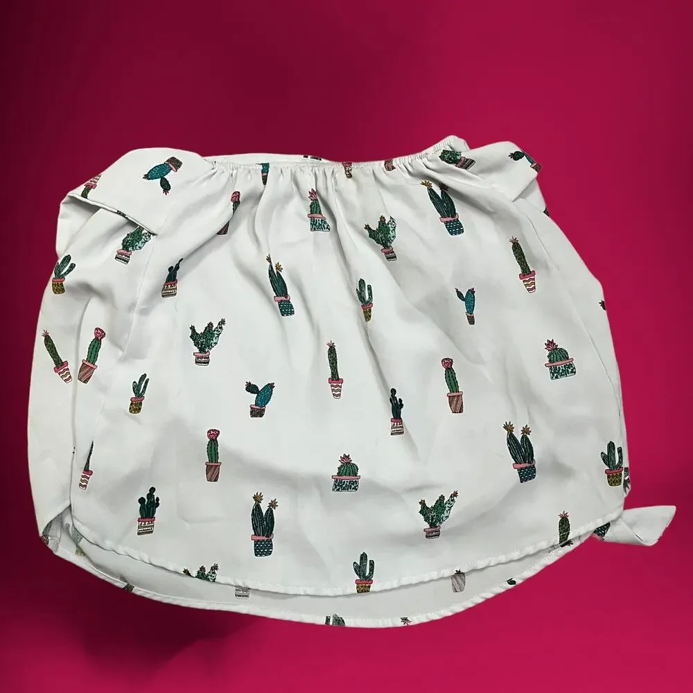 Do + Be Skirt Women's Large Cactus Plant Flowy Skater Tie Belt 90's Soft Comfy